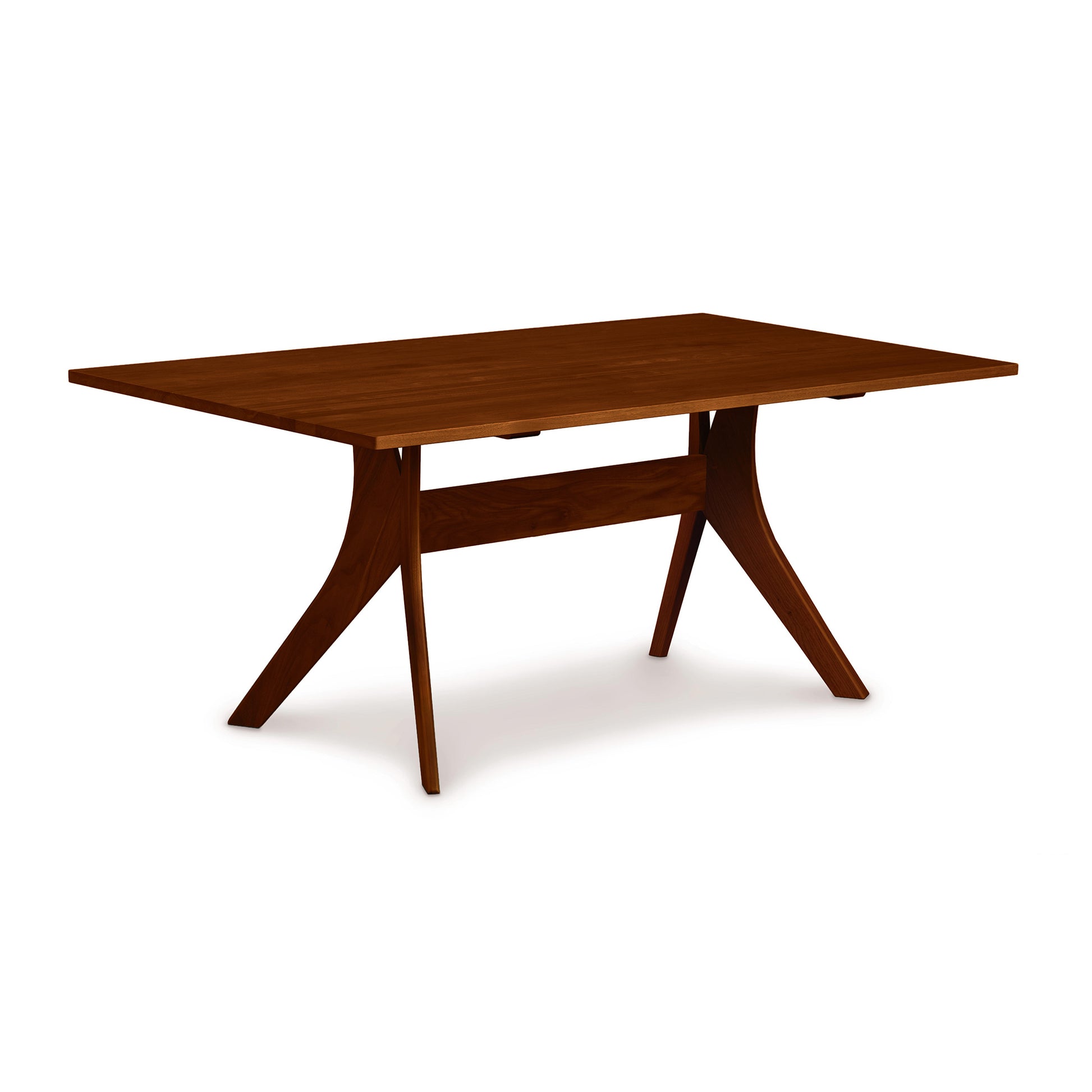 Audrey Solid Top Dining Table by Copeland Furniture with angled legs and a smooth hardwood surface, highlighting its elegant craftsmanship.