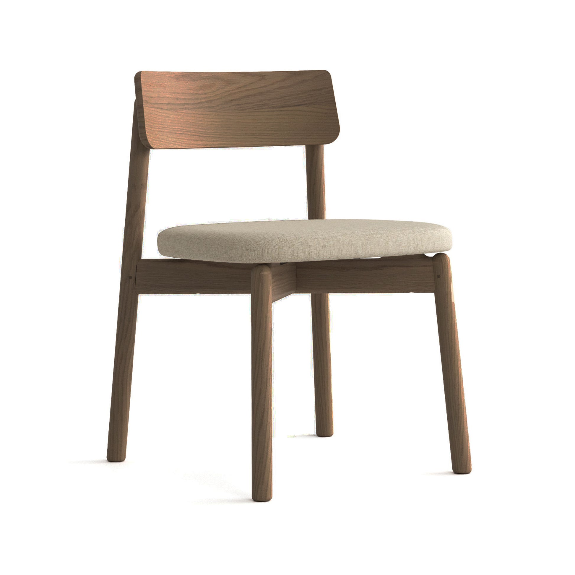 Copeland Furniture Baton Chair features a modern design with a beige cushioned seat and straight backrest, crafted in America from quality materials.