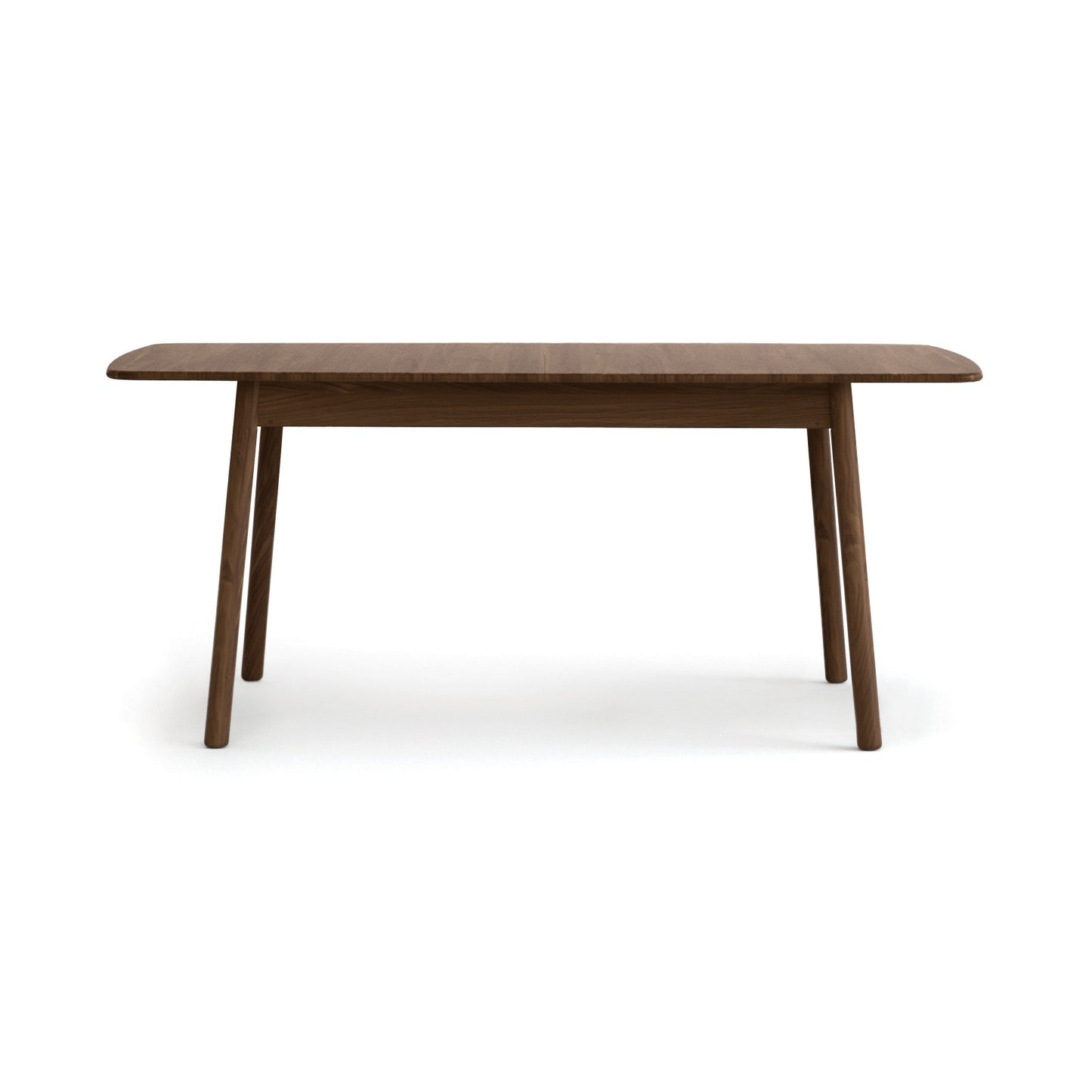 Copeland Baton Extension Dining Table with Mid-Century curves and angled legs, crafted in solid wood and American made.