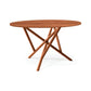 Baton Round Solid Top Dining Table by Copeland Furniture showcasing a sleek hardwood top and distinctive angled legs, crafted in Vermont.