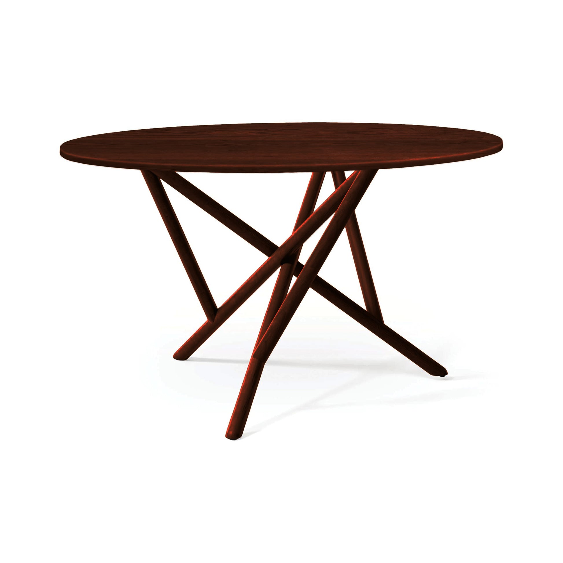 Baton Round Solid Top Dining Table by Copeland Furniture with angled legs, crafted in solid wood, showcasing modern American-made quality.