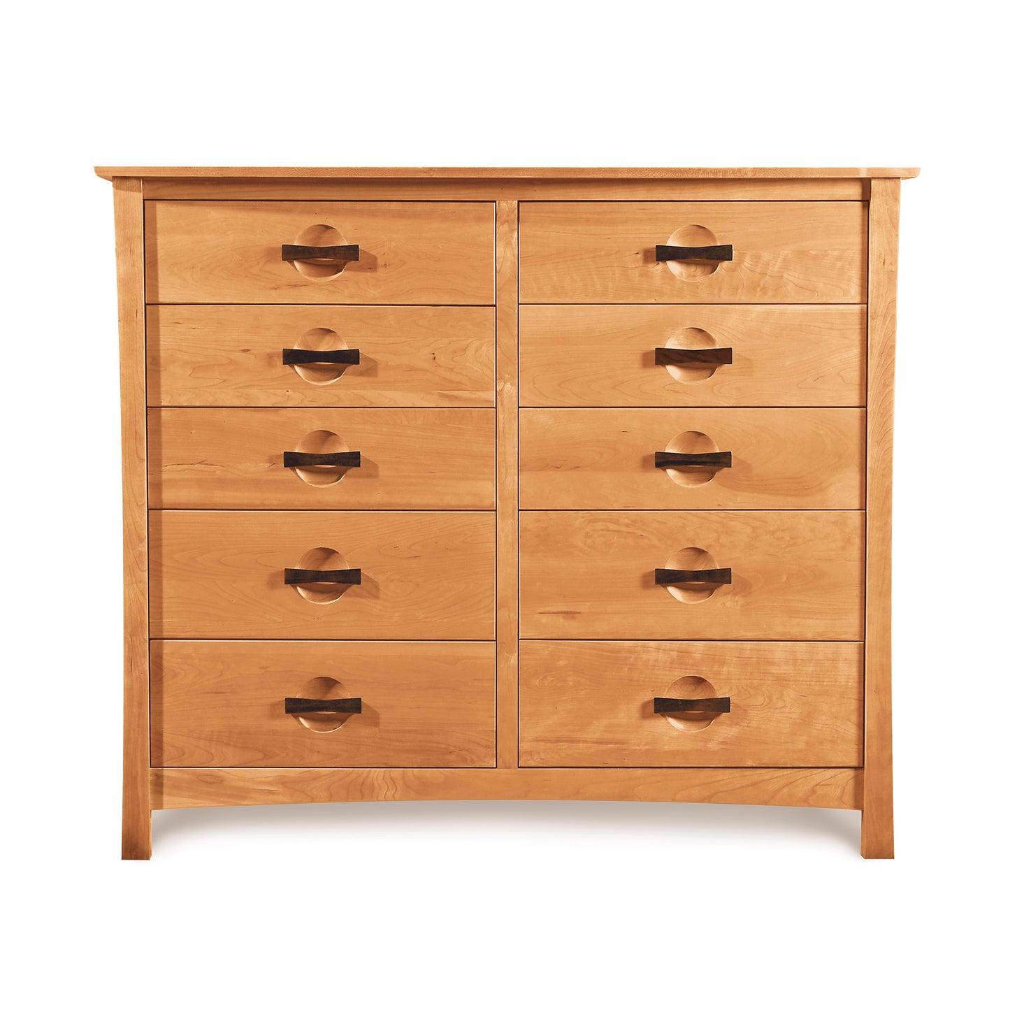 Copeland Furniture Berkeley 10-Drawer Dresser in cherry wood with light brown finish and curved handles.