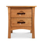 Berkeley 2-Drawer Nightstand with curved handles and natural wood grain made from sustainably harvested woods by Copeland Furniture.
