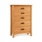 Berkeley 5-Drawer Chest by Copeland Furniture with classic design, curved metal handles, and light wood finish.