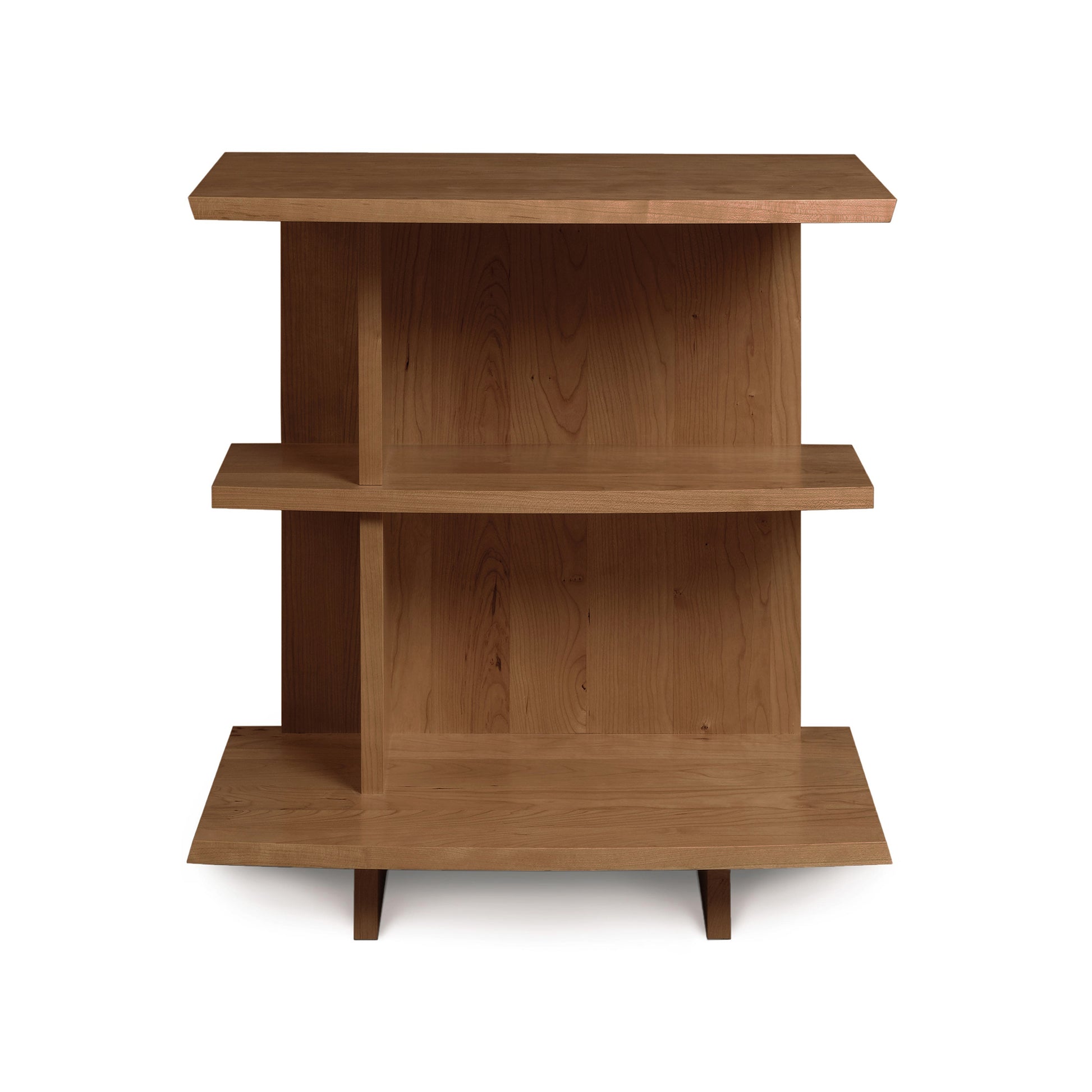 Copeland Furniture Berkeley Open Shelf Nightstand with three spacious shelves and four sturdy short legs, showcasing modern Vermont craftsmanship.
