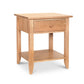 Bow Front 1-Drawer Open Shelf Nightstand by Lyndon Furniture, featuring a handcrafted solid wood design with a single drawer and open shelf.