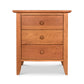 Lyndon Furniture Bow Front 3-Drawer Nightstand with round knobs, expertly handcrafted from sustainably sourced Vermont wood.