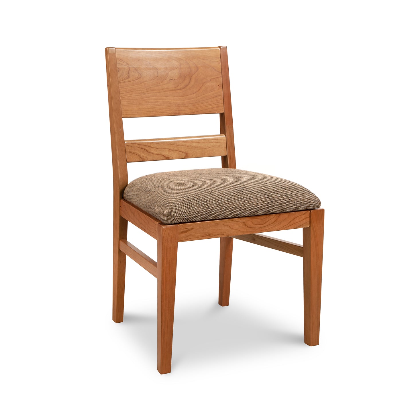 Burke Modern Chair by Vermont Woods Studios features black upholstery and sleek Scandinavian design, crafted in the USA.
