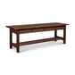 Burlington Shaker 2-Drawer Coffee Table with shelf, handcrafted in solid wood with eco-friendly finish by Vermont Furniture Designs.