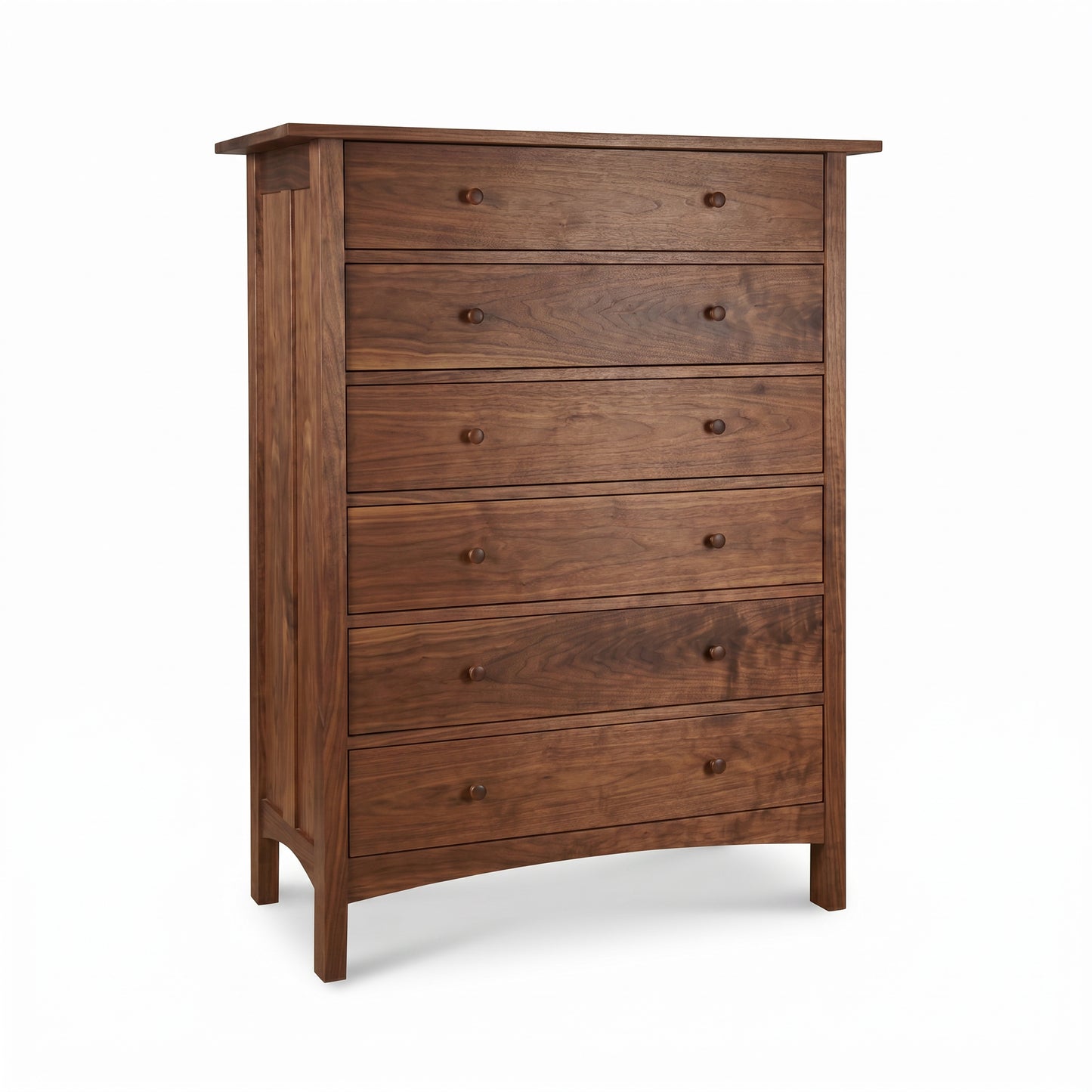 Burlington Shaker 6-Drawer Chest by Vermont Furniture Designs with round knobs, classic white finish, and handcrafted American hardwood construction.
