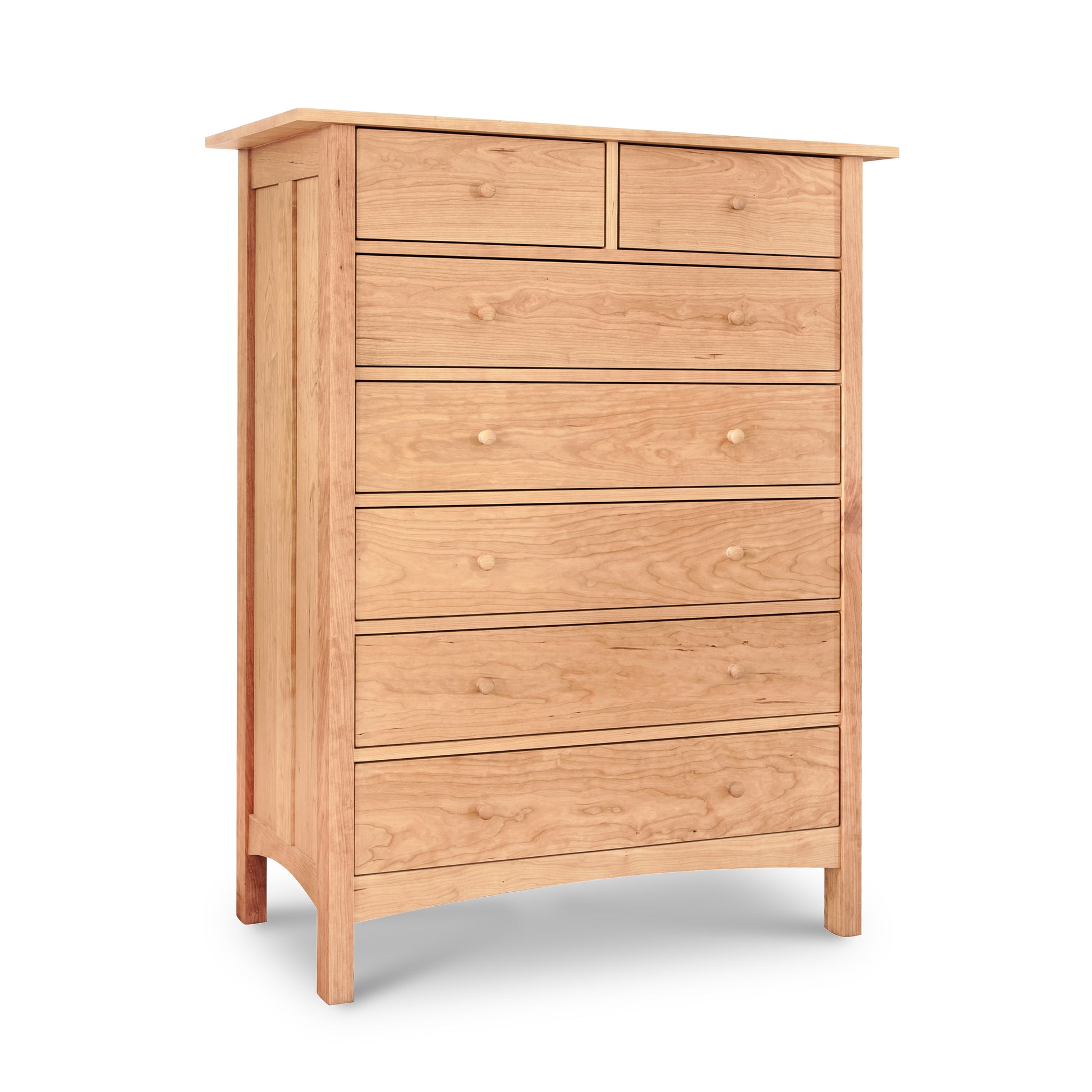 Heartwood Shaker 7-Drawer Chest by Vermont Furniture Designs in natural wood finish, showcasing classic shaker craftsmanship and American-made quality.