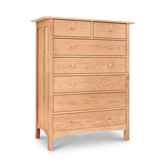 Heartwood Shaker 7-Drawer Chest by Vermont Furniture Designs in natural wood finish, showcasing classic shaker craftsmanship and American-made quality.