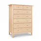 Burlington Shaker 7-Drawer Chest by Vermont Furniture Designs in solid wood, with 2 small and 5 large drawers and round knobs, American made.