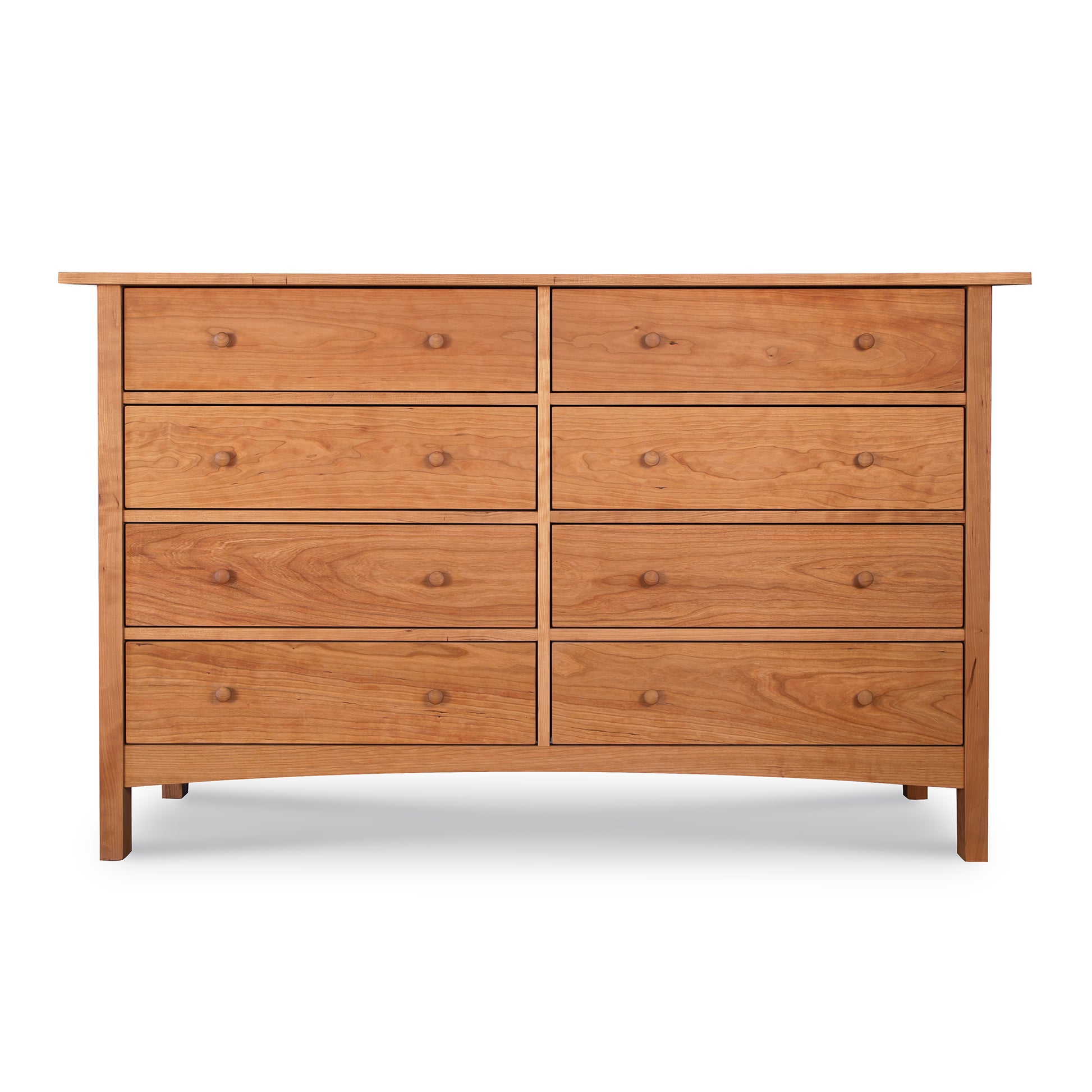 Burlington Shaker 8-Drawer Dresser made of natural wood, showcasing classic Shaker design and expert craftsmanship.