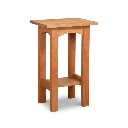 Burlington Shaker End Table by Vermont Furniture Designs, solid wood with four legs, square top, and shelf. American-made craftsmanship.