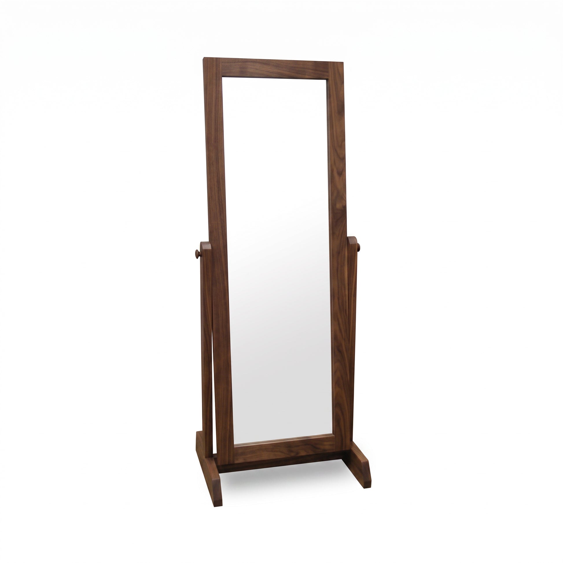 Burlington Shaker Floor Mirror by Vermont Furniture Designs with a rich dark wood frame and sturdy stand, handcrafted American made furniture.