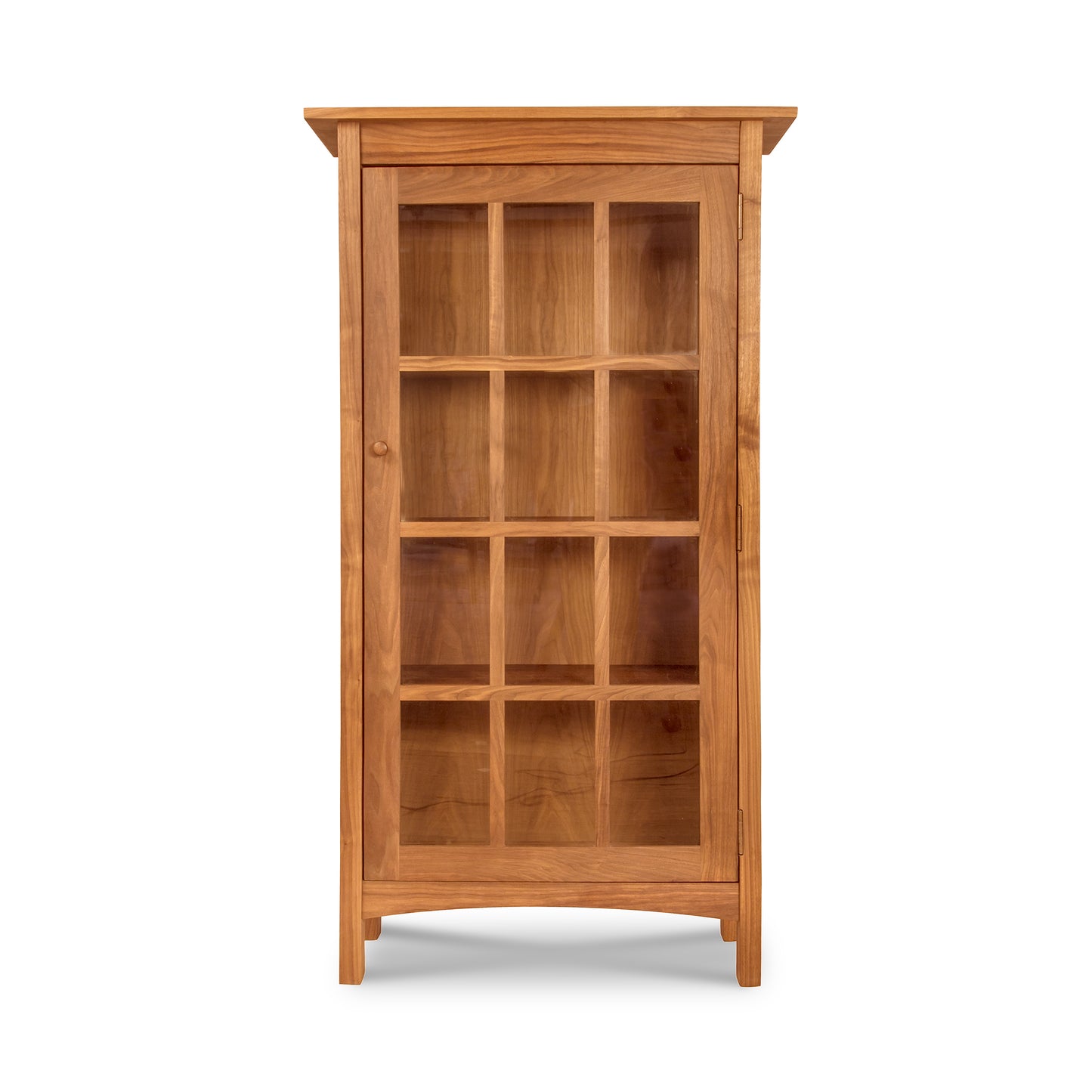 Burlington Shaker Glass Door Bookcase handcrafted in wood, showcasing grid glass-paneled doors and elegant Shaker design details.