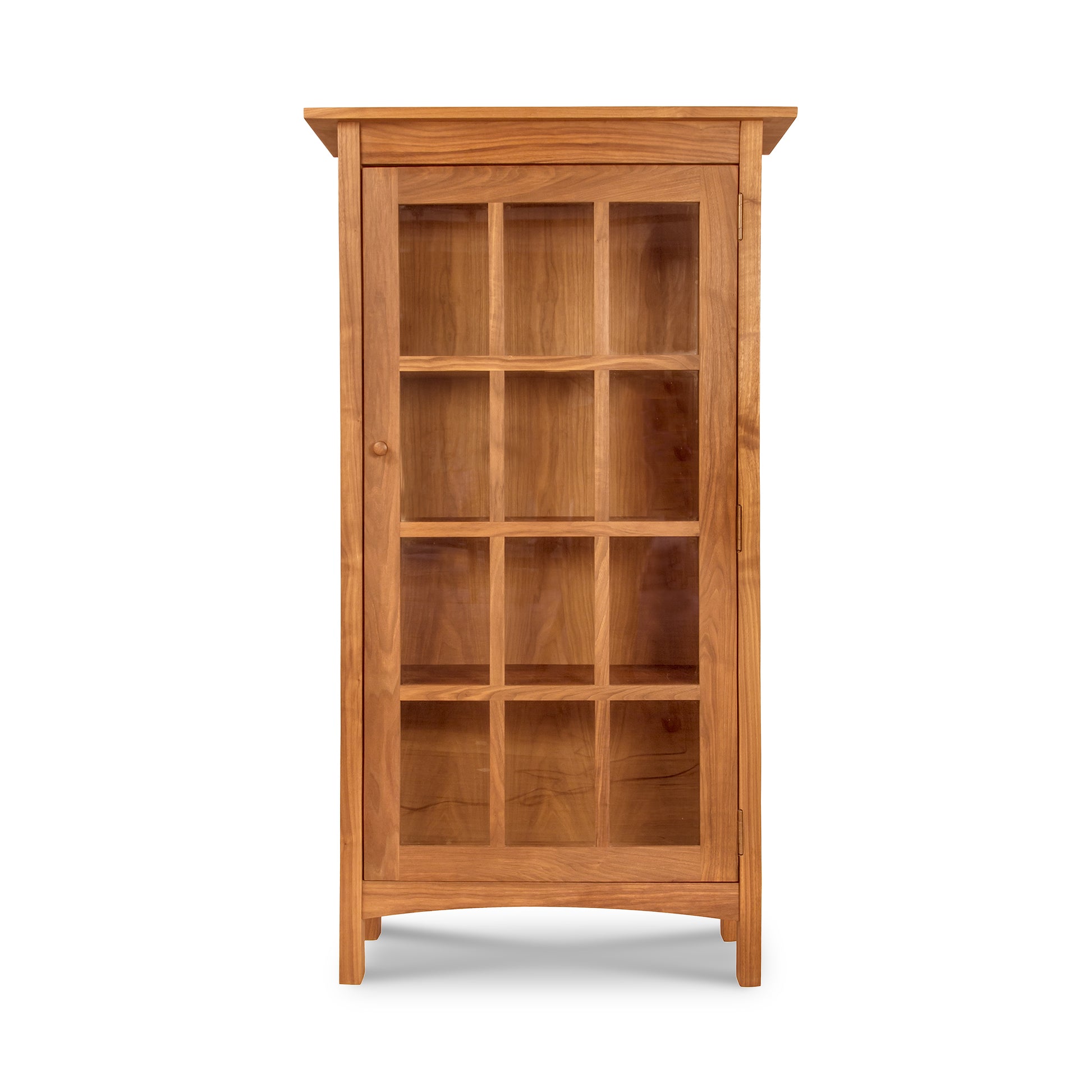 Burlington Shaker Glass Door Bookcase handcrafted in wood, showcasing grid glass-paneled doors and elegant Shaker design details.