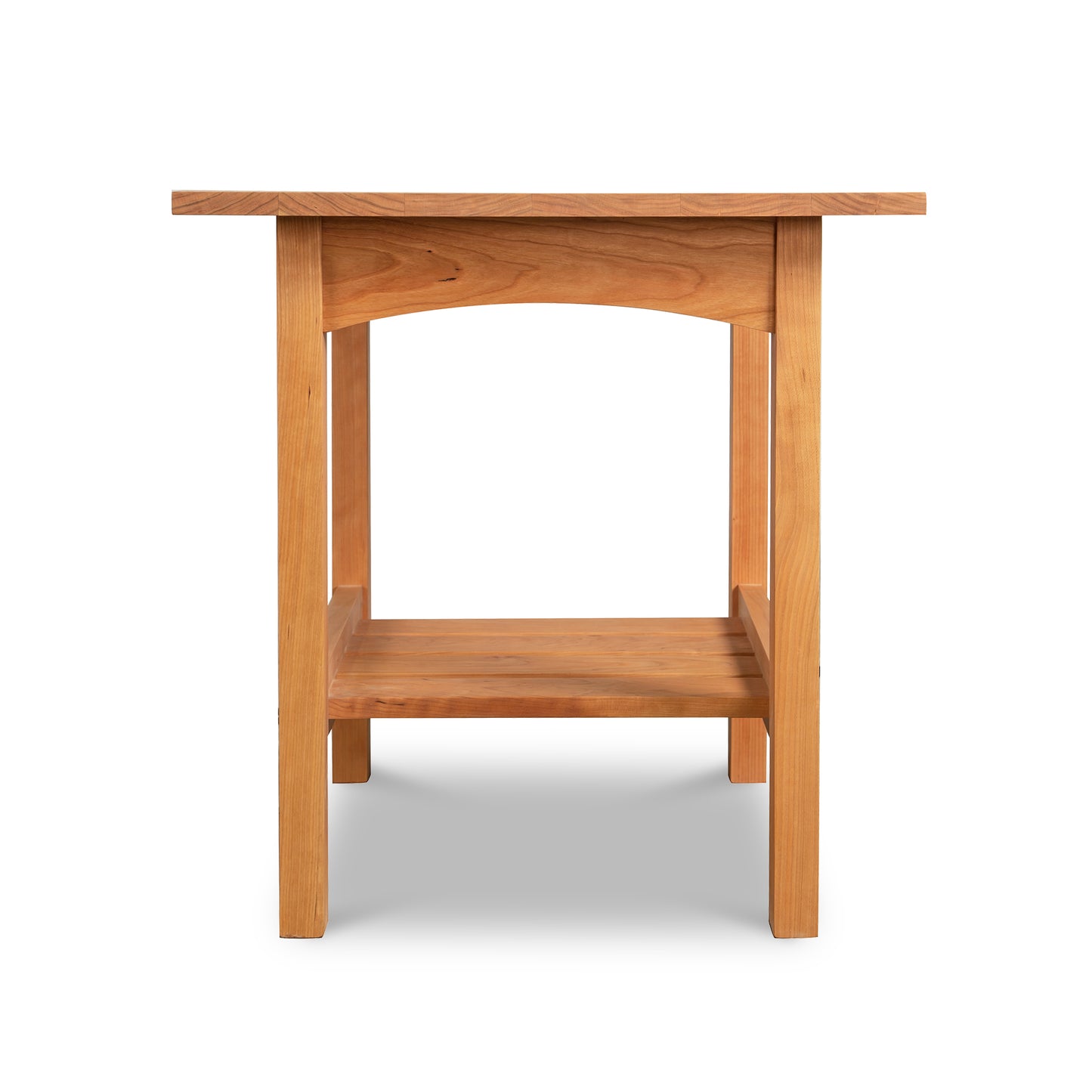 Burlington Shaker Lamp Table with rectangular top, lower shelf, and natural oil finish, handcrafted by Vermont Furniture Designs.