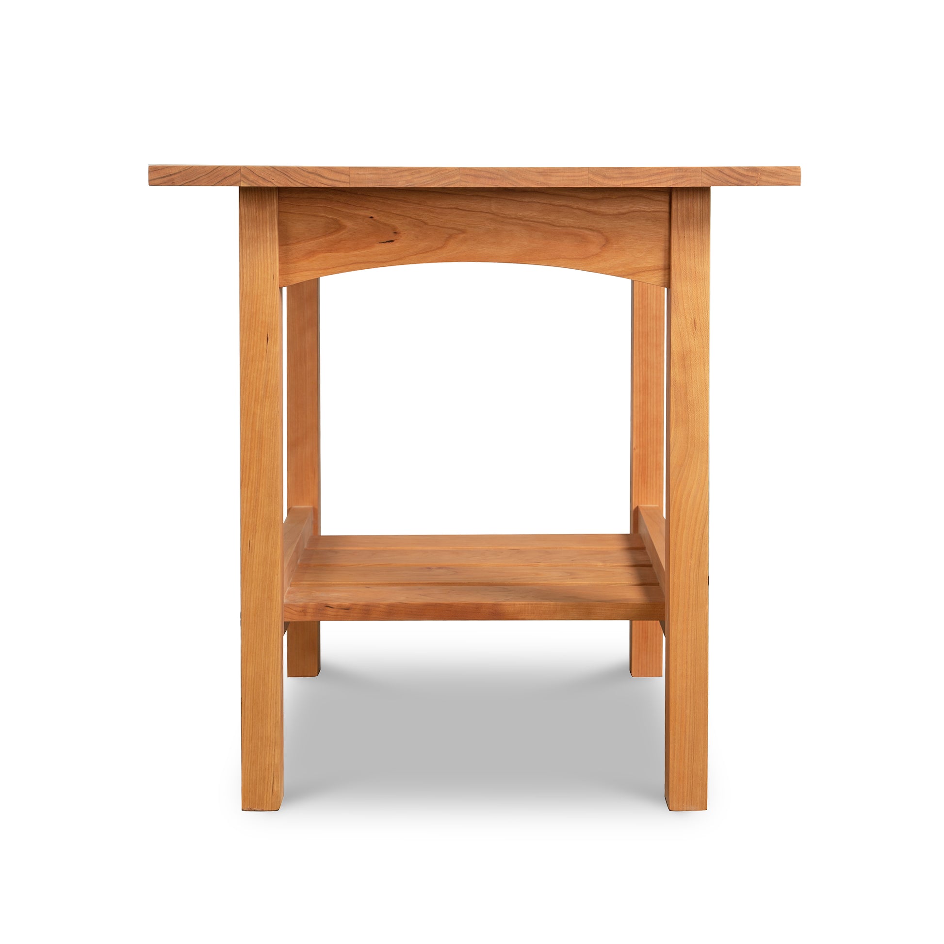 Burlington Shaker Lamp Table with rectangular top, lower shelf, and natural oil finish, handcrafted by Vermont Furniture Designs.