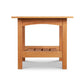 Burlington Shaker Lamp Table with a smooth rectangular top, four tapered legs, and a slatted lower shelf crafted by Vermont Furniture Designs.