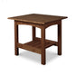 Burlington Shaker Lamp Table with solid wood legs and lower shelf, handcrafted in Vermont with an eco-friendly oil finish.