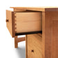 Burlington Shaker Study Desk by Vermont Furniture Designs with open dovetail drawer and rich wood grain, showcasing high quality craftsmanship.
