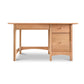 Burlington Shaker Study Desk by Vermont Furniture Designs with three right drawers and one center drawer, crafted from solid wood.