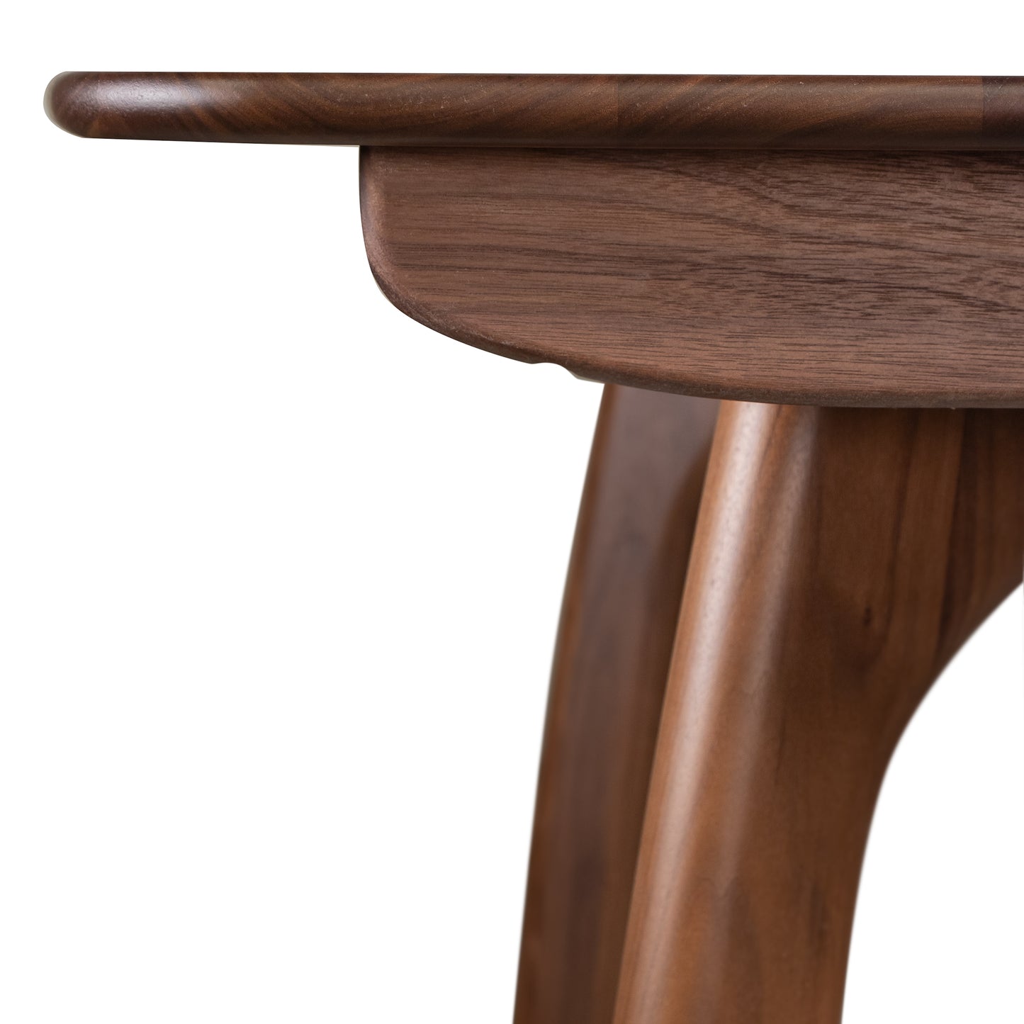 Copeland Butterfly Extension Dining Table in solid hardwood, showcasing fine wood grain details on legs and apron, American made craftsmanship.