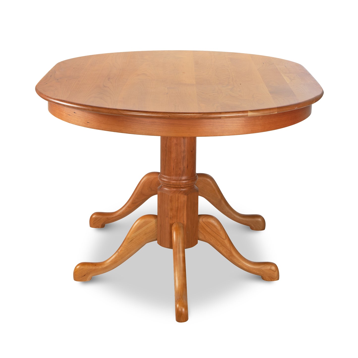 Cabriole Oval Double Pedestal Solid Top Table by Lyndon Furniture, showcasing its elegant pedestal base and gracefully curved legs.