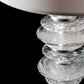 Hubbardton Forge Cairn Floor Lamp with stacked glass discs and metal accents, expertly crafted American made lighting furniture.