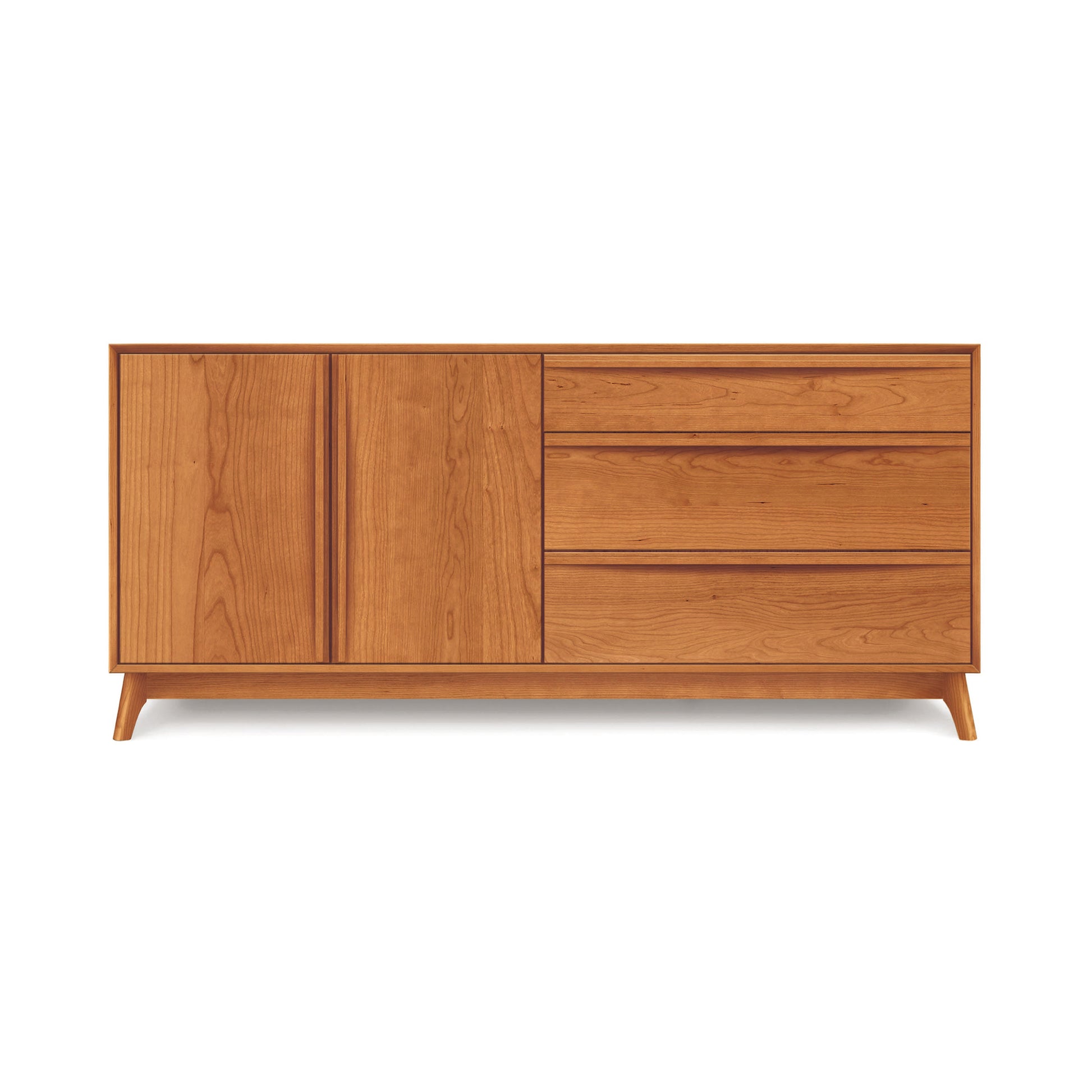 Sleek, minimalist Copeland Furniture Catalina Dresser with two left-side doors and three right-side drawers.