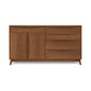 Solid wood Catalina Dresser with mid-century modern design, featuring five drawers and two cabinet doors by Copeland Furniture.