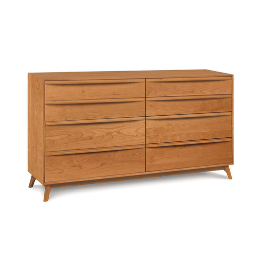 Catalina 8-Drawer Dresser by Copeland Furniture, mid-century modern design, solid hardwood construction, light finish, angled legs.