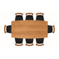 Top view of the Catalina Solid-Top Table by Copeland Furniture with six black cushioned hardwood chairs, highlighting artisan craftsmanship and quality materials.
