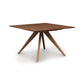 Copeland Catalina Square Extension Dining Table in natural cherry wood with mid-century design and four angled legs.