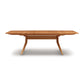 Copeland Furniture Catalina Trestle Extension Table with angular legs and an overhanging top, showcasing modern craftsmanship.