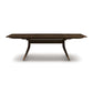 Catalina Trestle Extension Table by Copeland Furniture in solid hardwood, featuring a rectangular top with distinctive angled legs and a horizontal support bar.