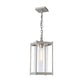 Cela Large Outdoor Lantern by Hubbardton Forge with steel frame, clear glass panels, and exposed bulb, showcasing modern outdoor lighting design.
