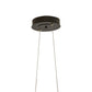 Black steel circular ceiling mount of Hubbardton Forge's Celesse Pendant featuring two thin cables.