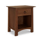 Cherry Moon 1-Drawer Enclosed Shelf Nightstand with minimalist design, natural finish, and eco-friendly elegance by Maple Corner Woodworks.