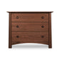 Cherry Moon 3-Drawer Chest featuring expert craftsmanship, three spacious drawers, and a natural brown Vermont wood grain finish by Maple Corner Woodworks.