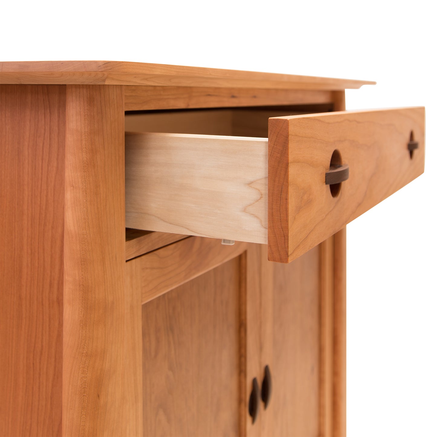 Cherry Moon Small 38" Sideboard by Maple Corner Woodworks, featuring Asian modern style with metal handles, crafted from sustainably harvested hardwoods and finished smoothly.