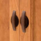 Cherry Moon Small 38" Sideboard with light wood grain and semi-circle dark brown handles by Maple Corner Woodworks, crafted from sustainably harvested hardwoods.