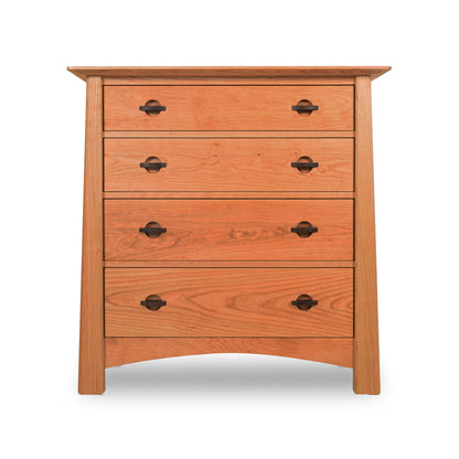 Cherry Moon 4-Drawer Chest by Maple Corner Woodworks; handcrafted hardwood dresser featuring four spacious drawers and sleek black handles.