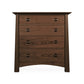 Cherry Moon 4-Drawer Chest by Maple Corner Woodworks showcasing a simple, classic design with black handles and a rich dark brown finish; crafted from handcrafted hardwoods for timeless elegance.