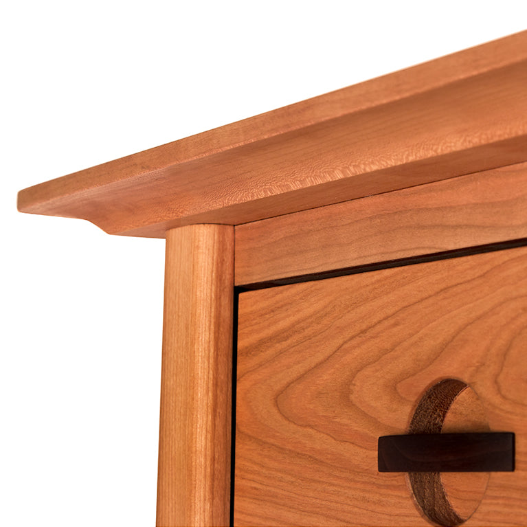 Cherry Moon 5-Drawer Chest by Maple Corner Woodworks, featuring sleek round handles and fine Vermont craftsmanship in quality hardwood.