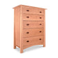 Cherry Moon 5-Drawer Chest by Maple Corner Woodworks, crafted in rich hardwood, showcasing a minimalist design with five handles and elegant four-leg support.