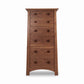 Cherry Moon Lingerie Chest by Maple Corner Woodworks, tall solid wood, handmade, 7-drawer design with round cut-out pulls and modern clean lines.