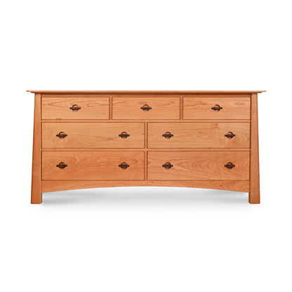 Cherry Moon 7-Drawer Dresser by Maple Corner Woodworks made from eco-friendly cherry wood with elegant metal handles.
